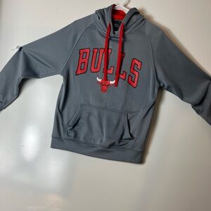 NBA Chicago Bulls Hoodie Gray Red Performance Sweatshirt Mens Small S/CH‎